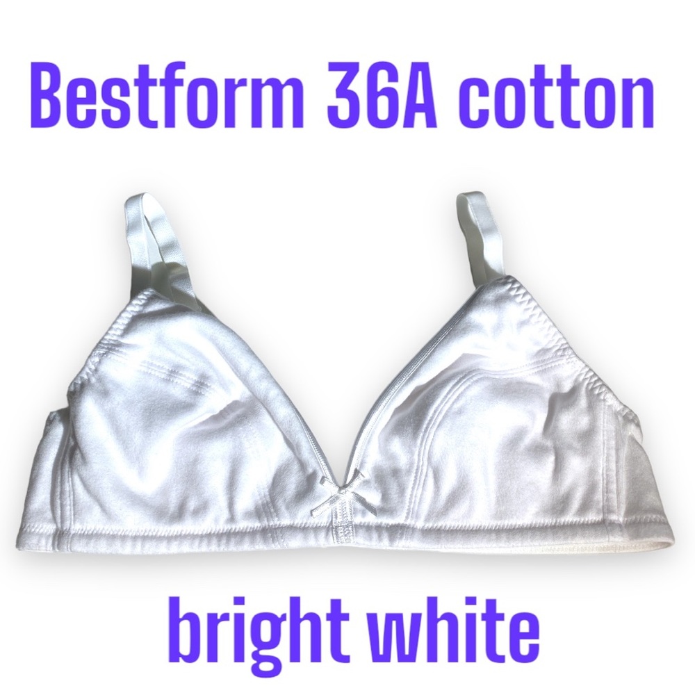 36A Bestform 100% Cotton Bra White Adjustable Band & Straps Machine Wash & Dry